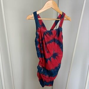 Vintage Red and Blue Tie-Dye Speedo One Piece Swimsuit